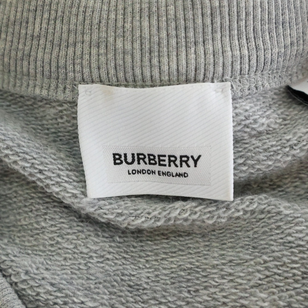 BURBERRY(バーバリー) ノヴァチェックデザイン ニット切替 ロゴ刺繍 スウェット トレーナー グレー 8033045