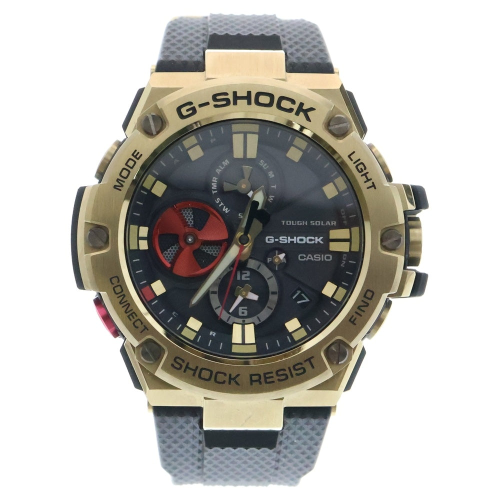 CASIO G-SHOCK(カシオ ジーショック) ×八村塁 Rui Hachimura タフソーラー スーパーイルミネーター デュアルダイアルワールドタイム 腕時計 ブラック/ゴールド GST-B100RH-1AJR