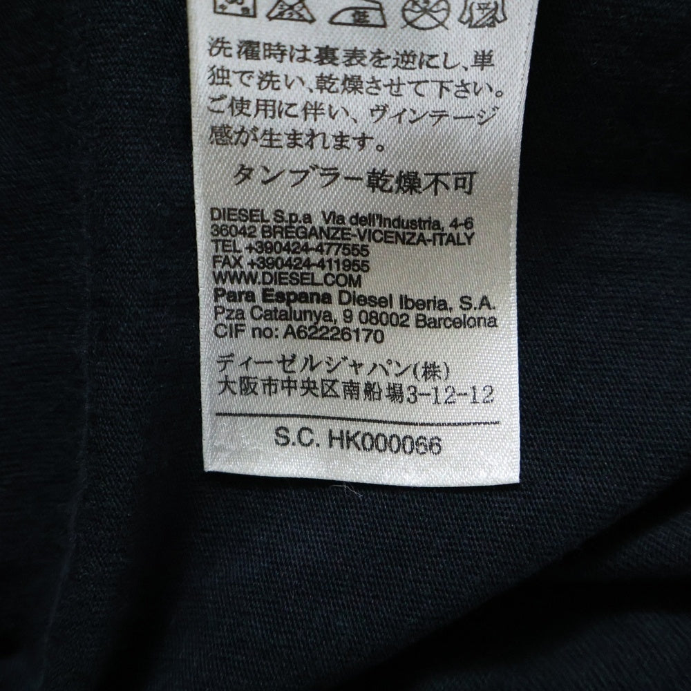DIESEL(ディーゼル) フロントグラフィックプリント 長袖Tシャツ カットソー ブラック