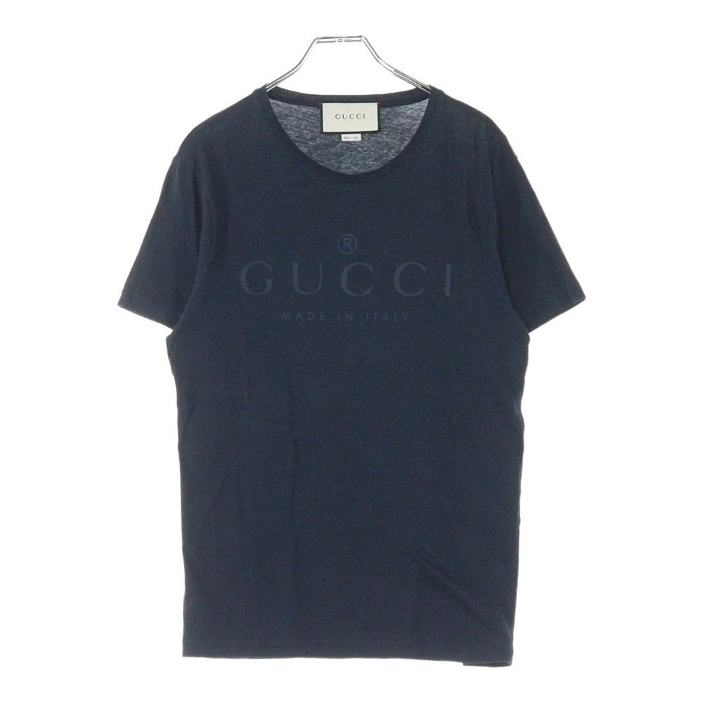 GUCCI(グッチ) 18SS Tonal Brand Logo Tee フロントロゴプリント 半袖Tシャツ カットソー ネイビー 441685
