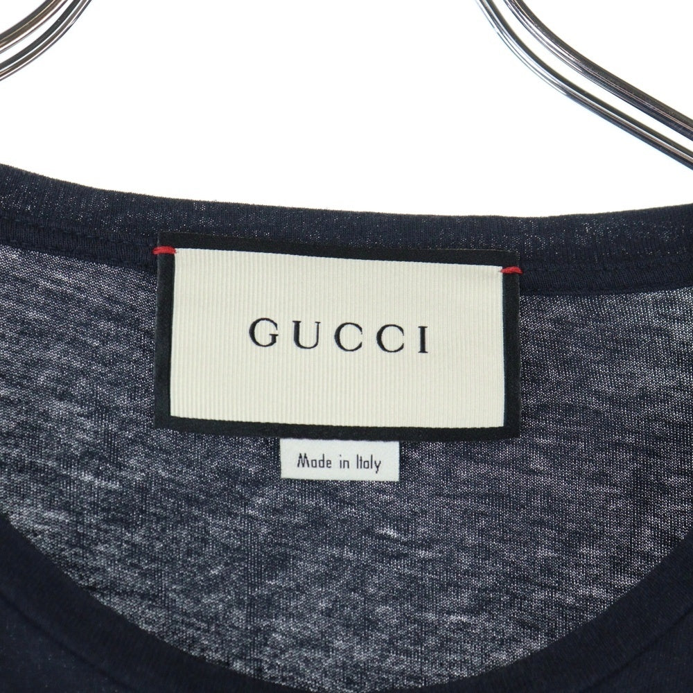 GUCCI(グッチ) 18SS Tonal Brand Logo Tee フロントロゴプリント 半袖Tシャツ カットソー ネイビー 441685