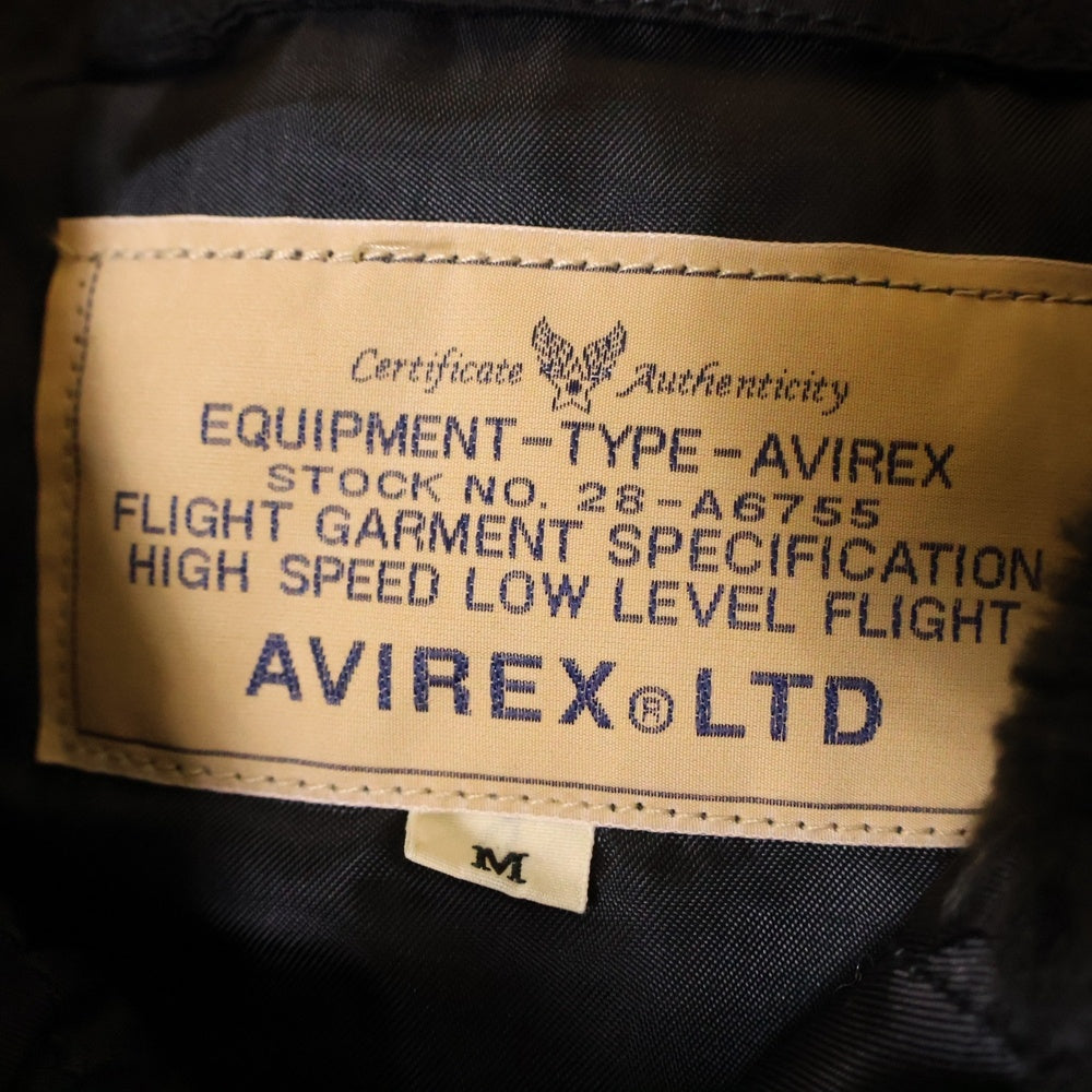 AVIREX(アヴィレックス) Shark putch flight N-3B シャークパッチ フライトジャケット 中綿 ファー付きコート ブラック