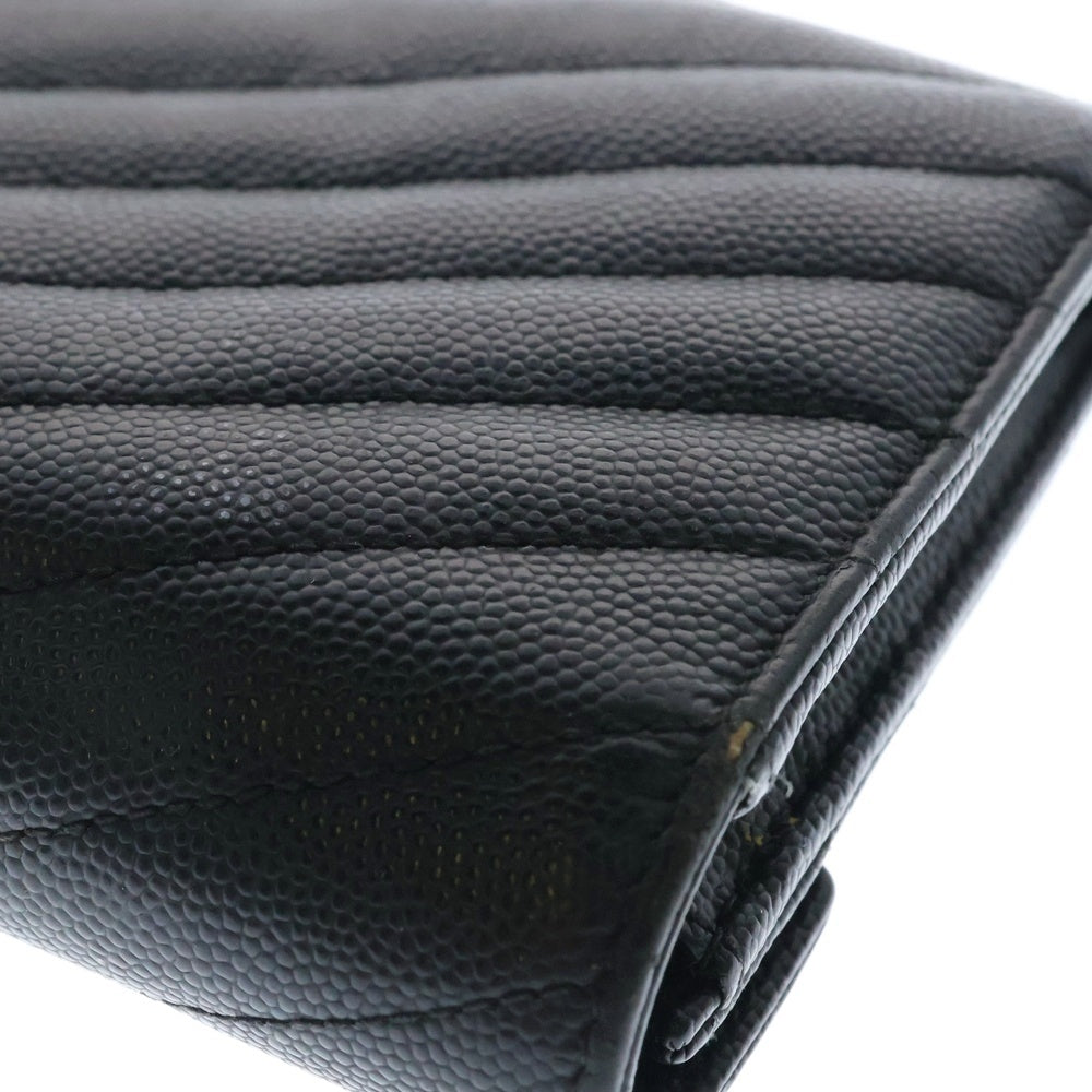 SAINT LAURENT PARIS(サンローランパリ) Vステッチ ロゴ レザーロングウォレット 長財布 ブラック GUE372264 0716