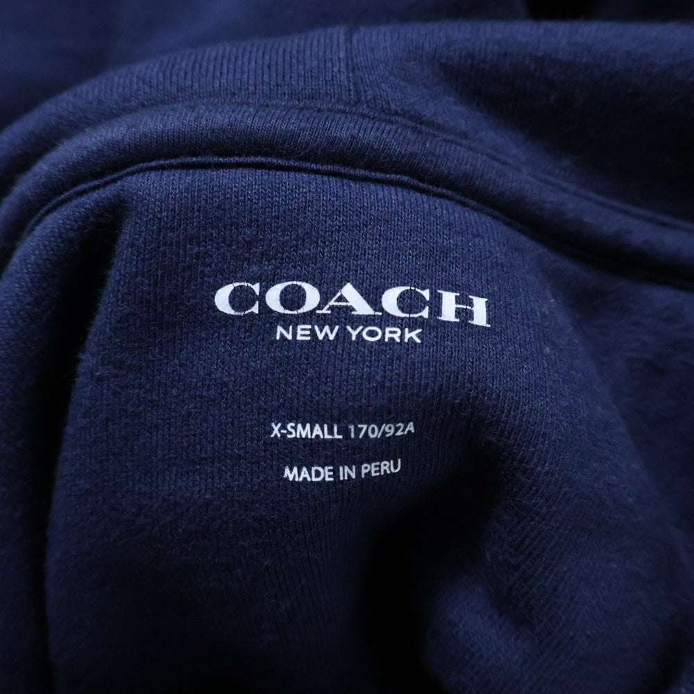COACH(コーチ) シグネチャーロゴプリント 裏起毛 プルオーバーパーカー ネイビー F78299