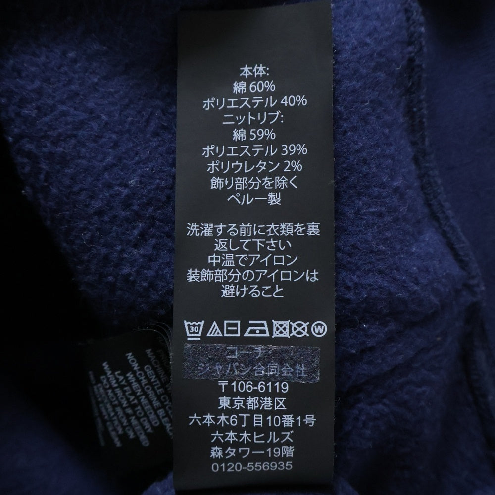 COACH(コーチ) シグネチャーロゴプリント 裏起毛 プルオーバーパーカー ネイビー F78299