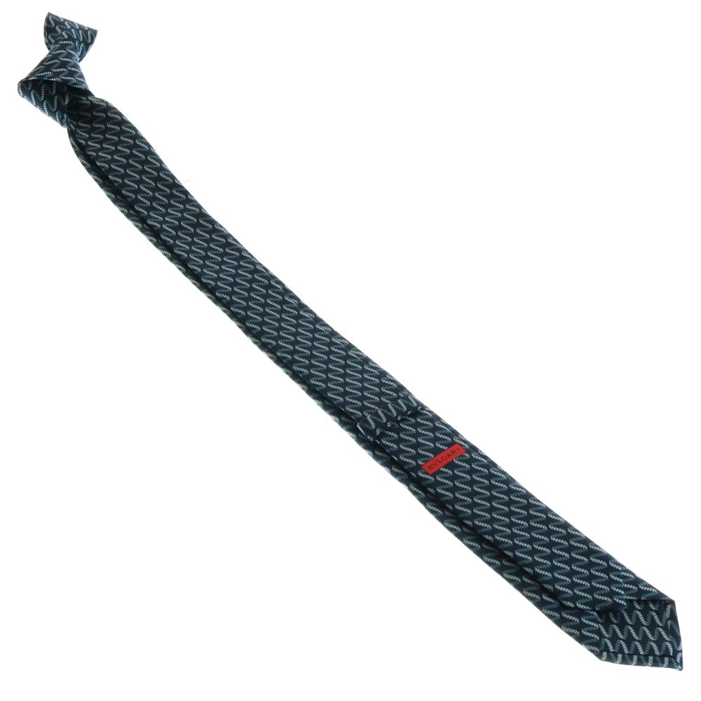 BVLGARI(ブルガリ) DNA PT TIE SILK SAGLIONE 総柄 シルクネクタイ ネイビー