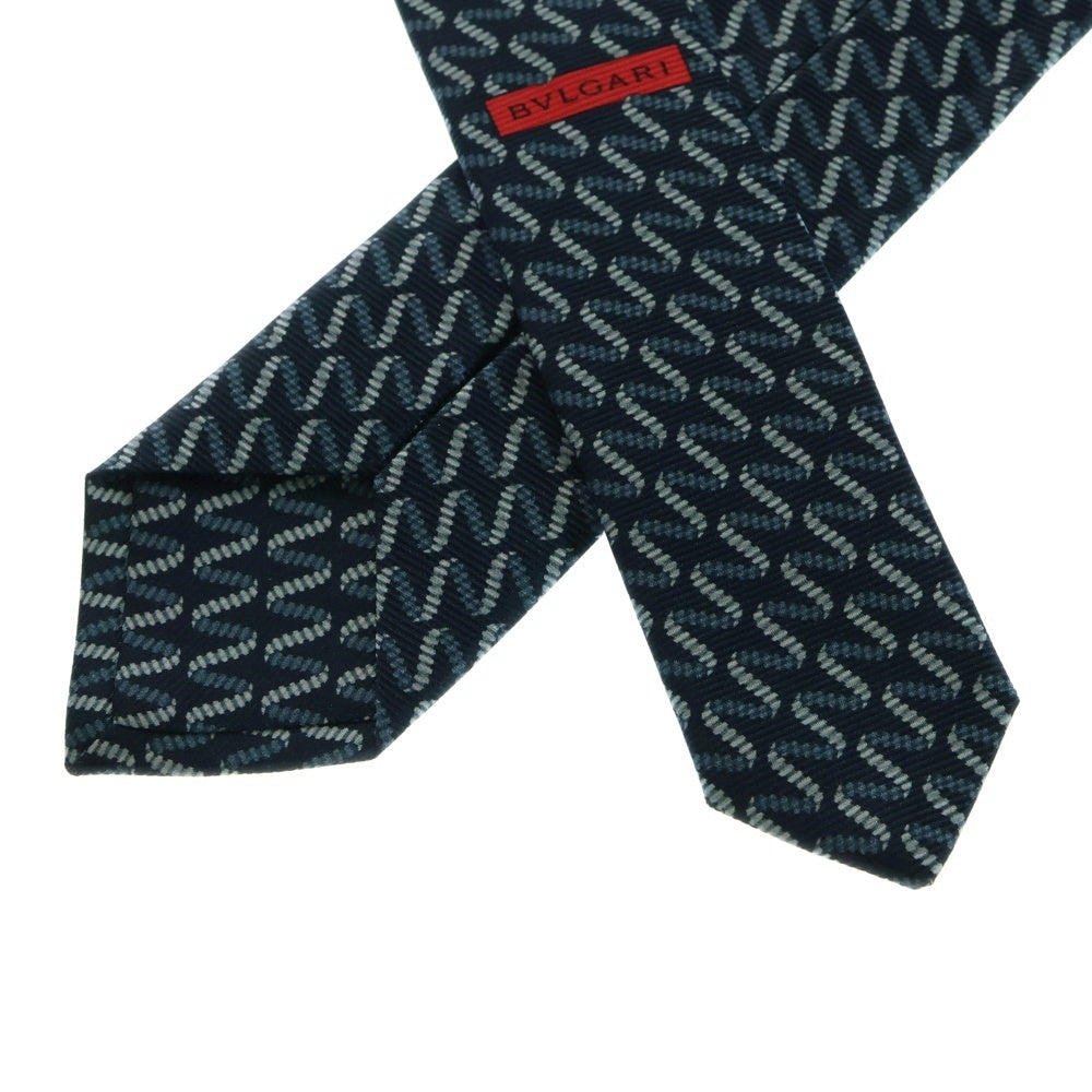 BVLGARI(ブルガリ) DNA PT TIE SILK SAGLIONE 総柄 シルクネクタイ ネイビー