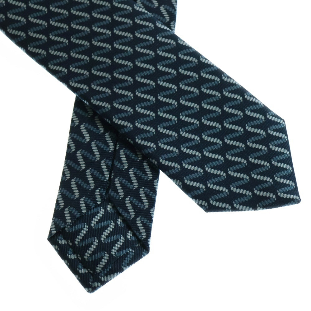 BVLGARI(ブルガリ) DNA PT TIE SILK SAGLIONE 総柄 シルクネクタイ ネイビー