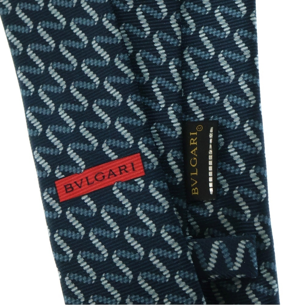 BVLGARI(ブルガリ) DNA PT TIE SILK SAGLIONE 総柄 シルクネクタイ ネイビー