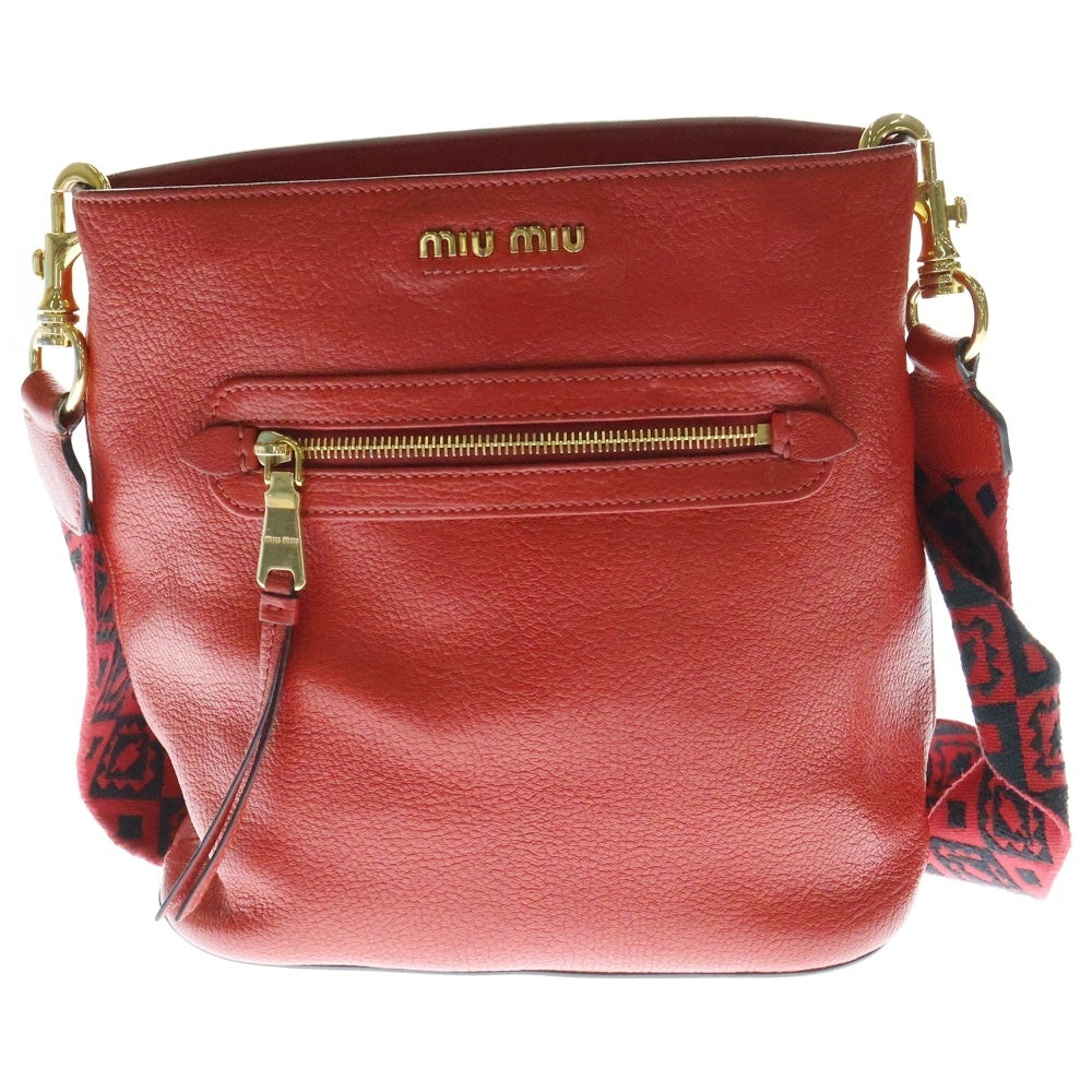 miumiu(ミュウミュウ) MADRAS FUOCO マドラス ショルダーバッグ レザー レッド 5BE026
