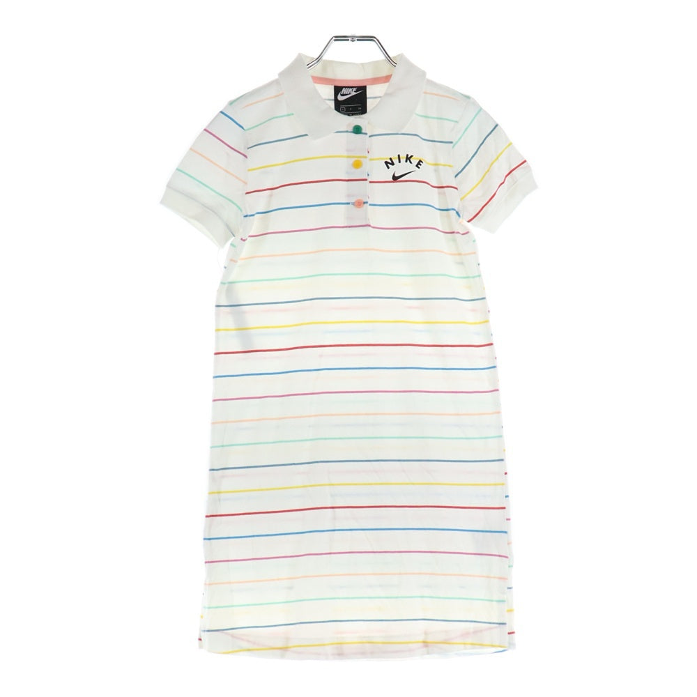 NIKE(ナイキ) OLDER KIDS GIRLS DRESS SPORTSWEAR ボーダー柄 ロング丈半袖シャツ ショートスリーブ マルチ CK2776-101