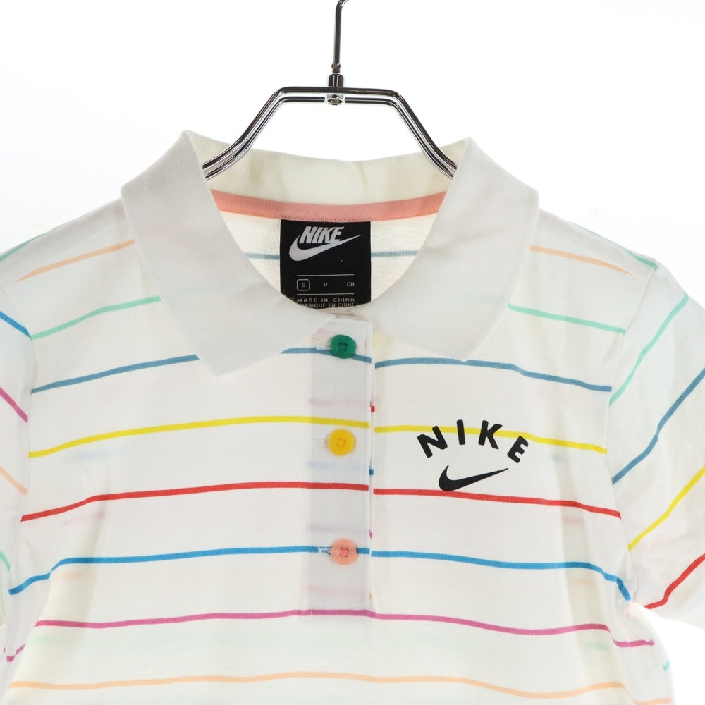 NIKE(ナイキ) OLDER KIDS GIRLS DRESS SPORTSWEAR ボーダー柄 ロング丈半袖シャツ ショートスリーブ マルチ CK2776-101