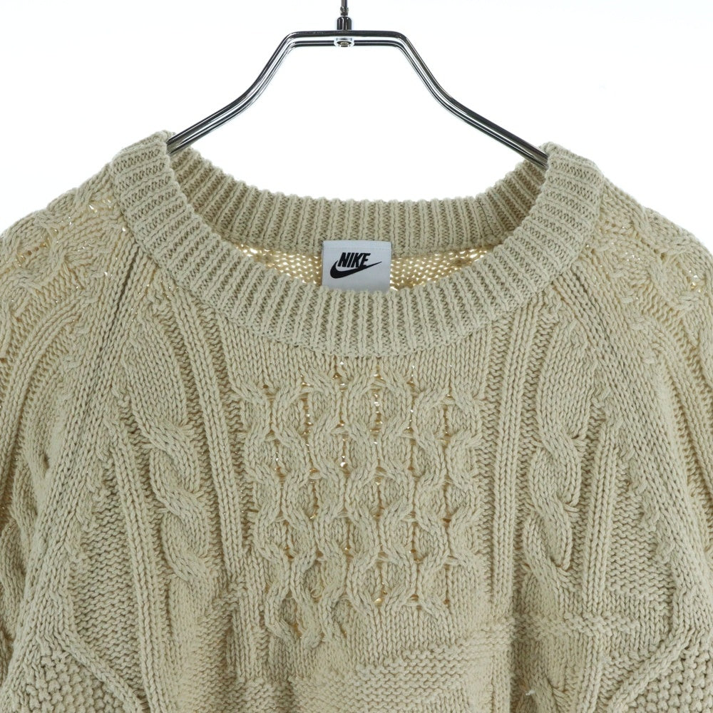 NIKE(ナイキ) フロントロゴ ケーブル 長袖ニットセーター ベージュ DQ5177-206