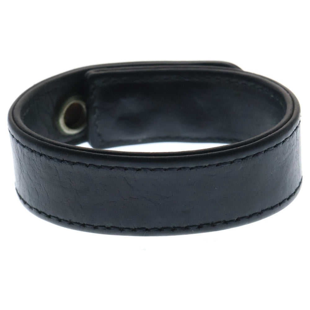 CHROME HEARTS(クロムハーツ) 3BTN 2SNP クロスボール 3ボタン2スナップ レザーブレスレット ブラック/シルバー BCA123