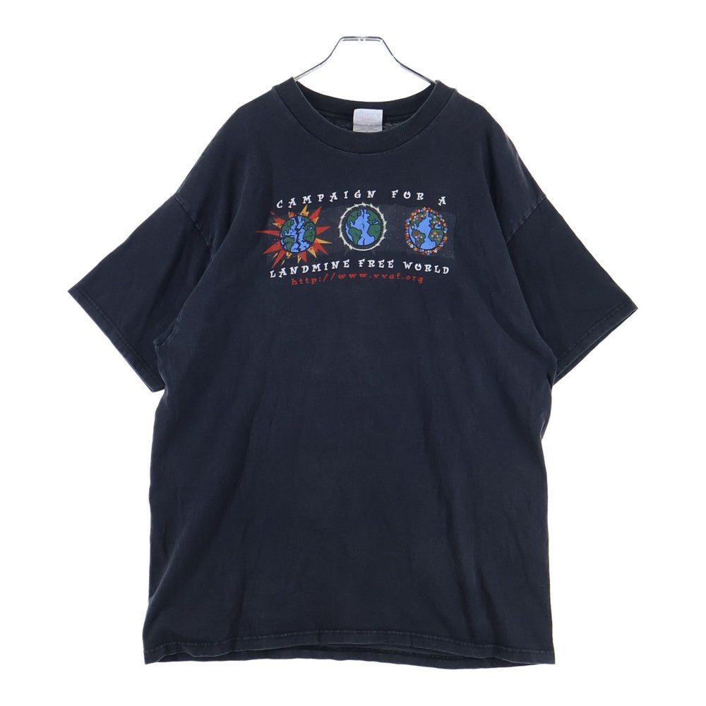 VINTAGE(ヴィンテージ) 90S Hanes CAMPAIGN FOR A LANDMINE FREE WORLD TEE 企業 半袖Tシャツ カットソー ブラック