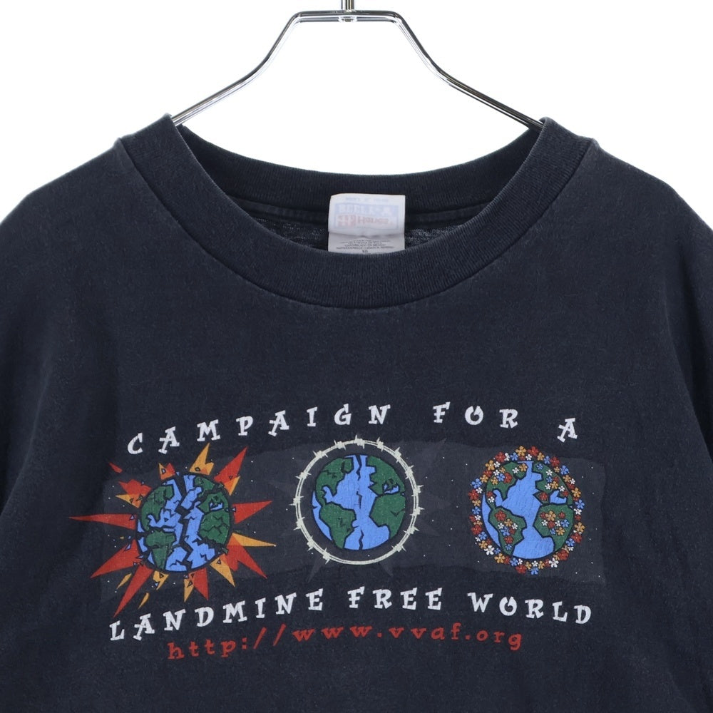 VINTAGE(ヴィンテージ) 90S Hanes CAMPAIGN FOR A LANDMINE FREE WORLD TEE 企業 半袖Tシャツ カットソー ブラック