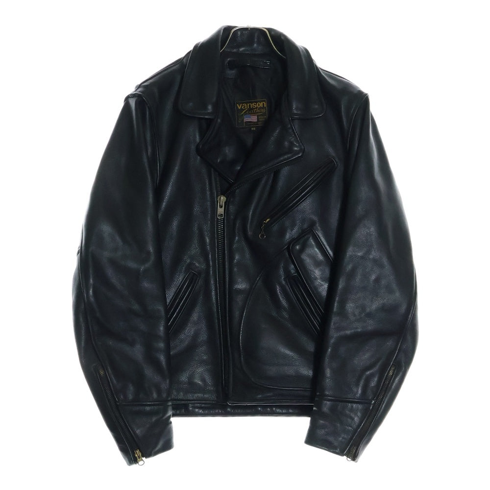 VANSON(バンソン) Dポケット USA製 レザー ダブルライダースジャケット ブラック 67804A
