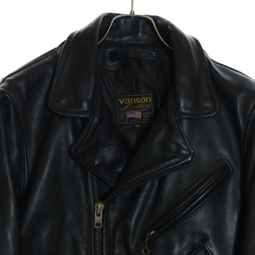VANSON(バンソン) Dポケット USA製 レザー ダブルライダースジャケット ブラック 67804A