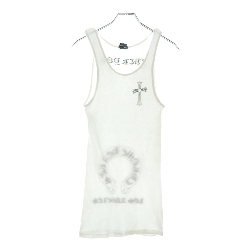 CHROME HEARTS(クロムハーツ) OLD ロサンゼルス限定 バックホースシュープリント リブタンクトップ ノースリーブカットソー ホワイト