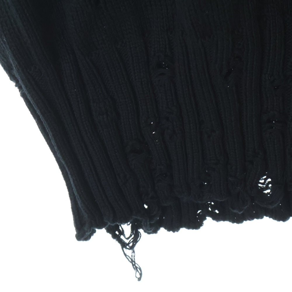 MARNI(マルニ) 22AW ダメージ加工 タートルネック コットンニットベスト ニットセーター ブラック DVMG0045A0