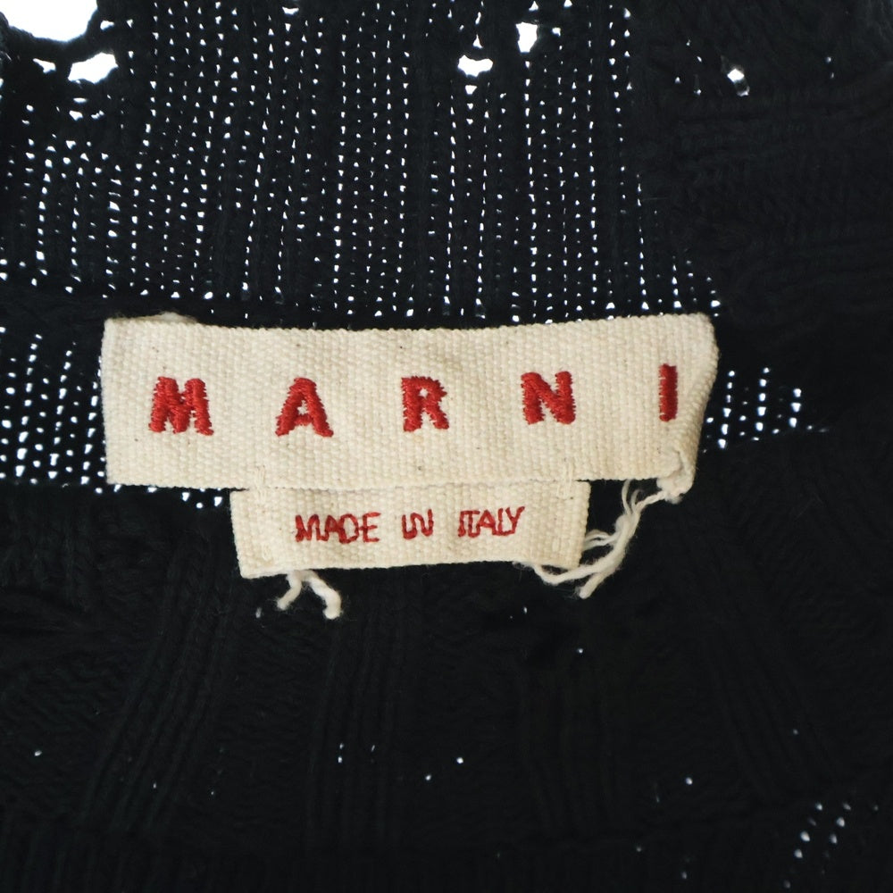 MARNI(マルニ) 22AW ダメージ加工 タートルネック コットンニットベスト ニットセーター ブラック DVMG0045A0