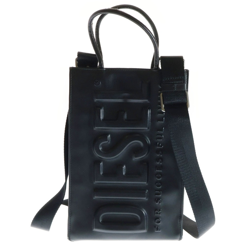 DIESEL(ディーゼル) 3D SHOPPER M X エンボスロゴ トート ハンドバッグ ブラック