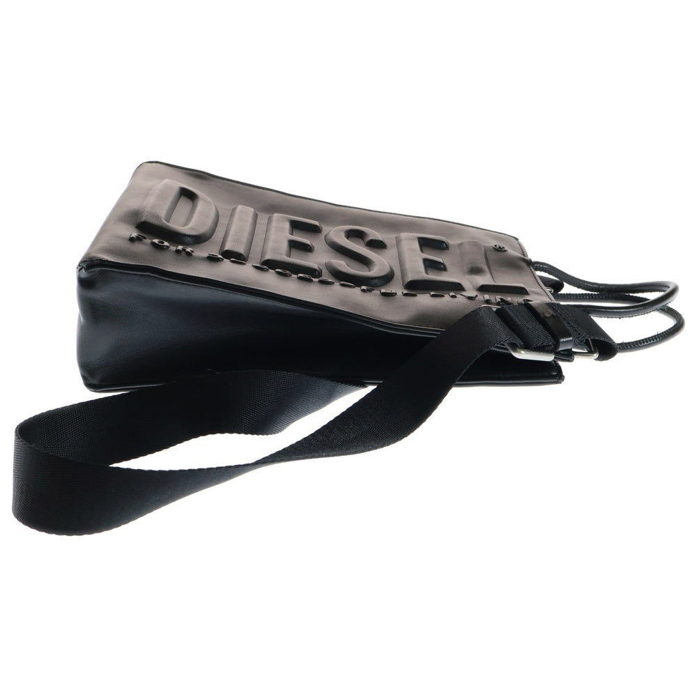 DIESEL(ディーゼル) 3D SHOPPER M X エンボスロゴ トート ハンドバッグ ブラック