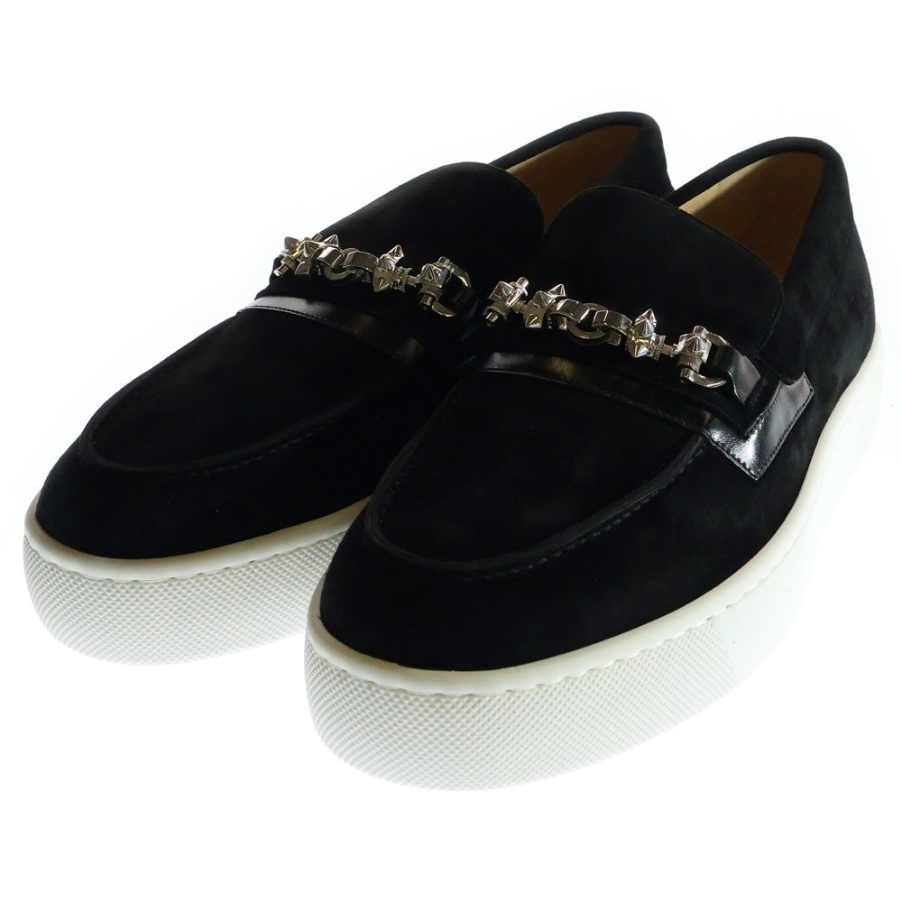CHRISTIAN LOUBOUTIN(クリスチャンルブタン) METALLUR FLAT スタッズ スウェード ローカットスニーカー スリッポン ブラック