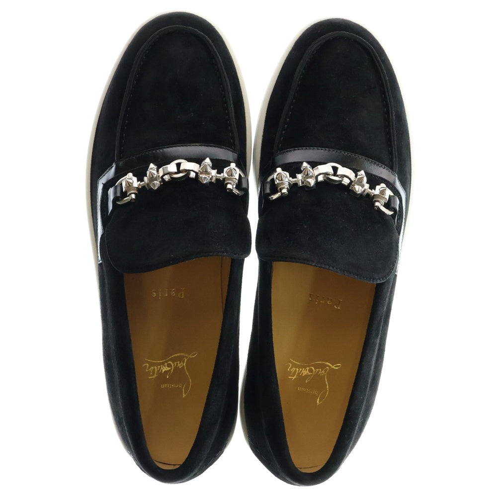 CHRISTIAN LOUBOUTIN(クリスチャンルブタン) METALLUR FLAT スタッズ スウェード ローカットスニーカー スリッポン ブラック