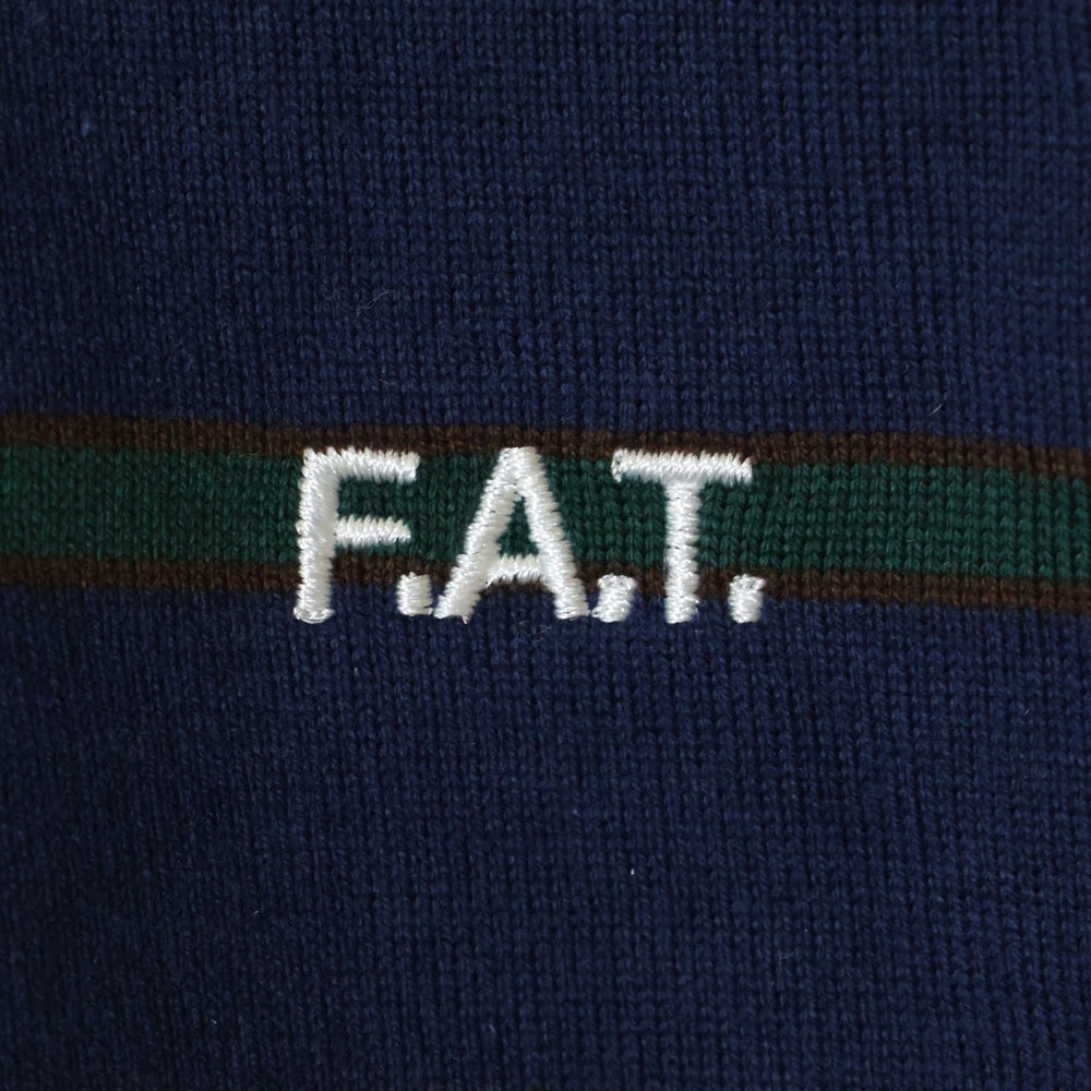 FAT(エフエーティー) ポケットロゴ刺繍 クルーネック ボーダー 長袖Tシャツ カットソー ネイビー/グリーン F32420-CT21-AB