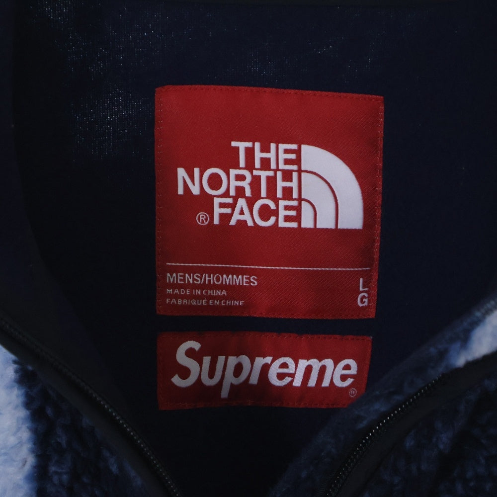 SUPREME(シュプリーム) 21AW ×THE NORTH FACE Bleached Denim Print Fleece Jacket ブリーチド デニム プリント フリース ジャケット ブルー