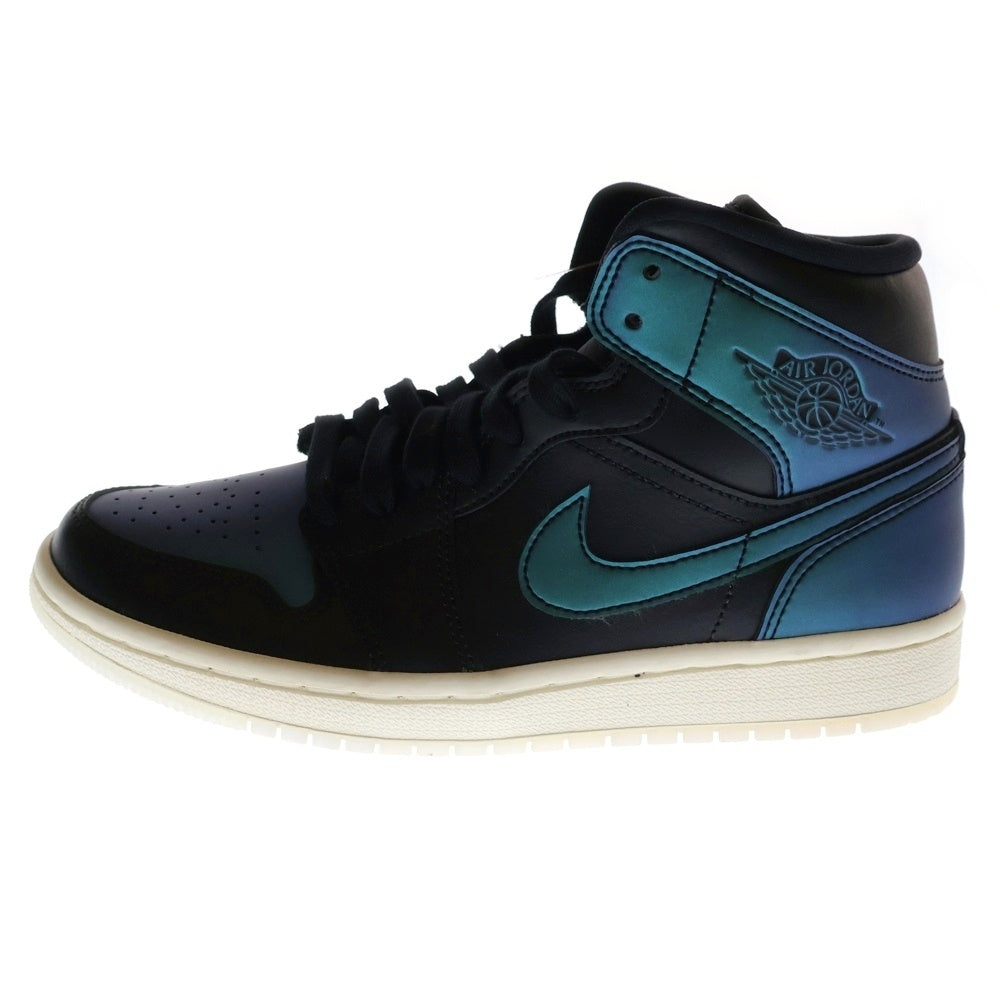 NIKE(ナイキ) WMNS Air Jordan 1 Mid Iridescent エアジョーダン ミッド ハイカットスニーカー ブラック US7/24cm BQ6472-009