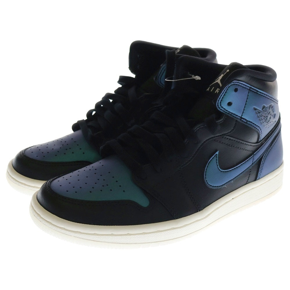 NIKE(ナイキ) WMNS Air Jordan 1 Mid Iridescent エアジョーダン ミッド ハイカットスニーカー ブラック US7/24cm BQ6472-009