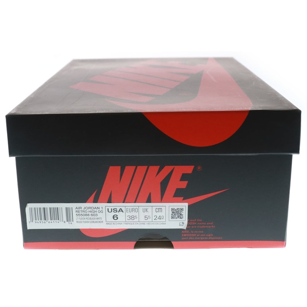NIKE(ナイキ) AIR JORDAN 1 HIGH OG Light Fusion Red エアジョーダン1 ハイカットスニーカー レッド/ホワイト US6/24.0cm 555088-603