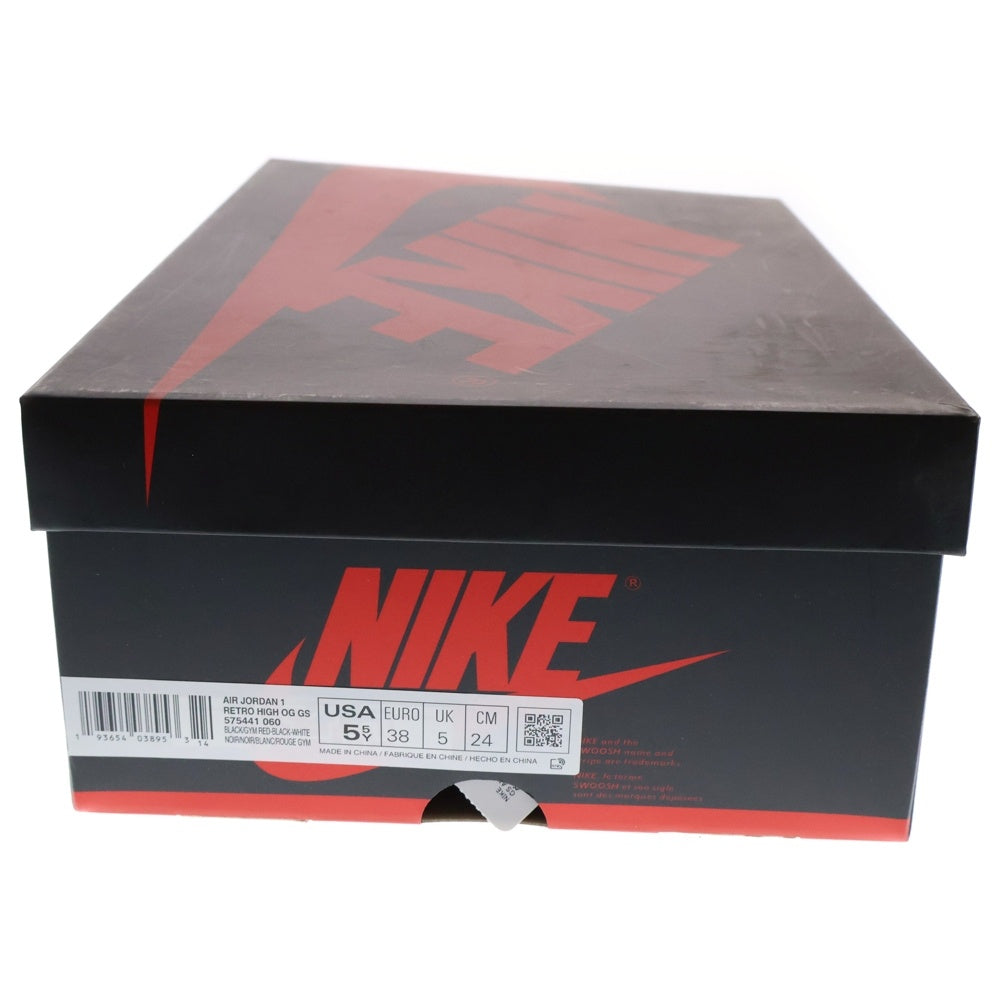 NIKE(ナイキ) GS AIR JORDAN 1 RETRO HIGH エアジョーダン ハイカットスニーカー ブラック/レッド US5.5Y/24.0cm 575441-060 レディース