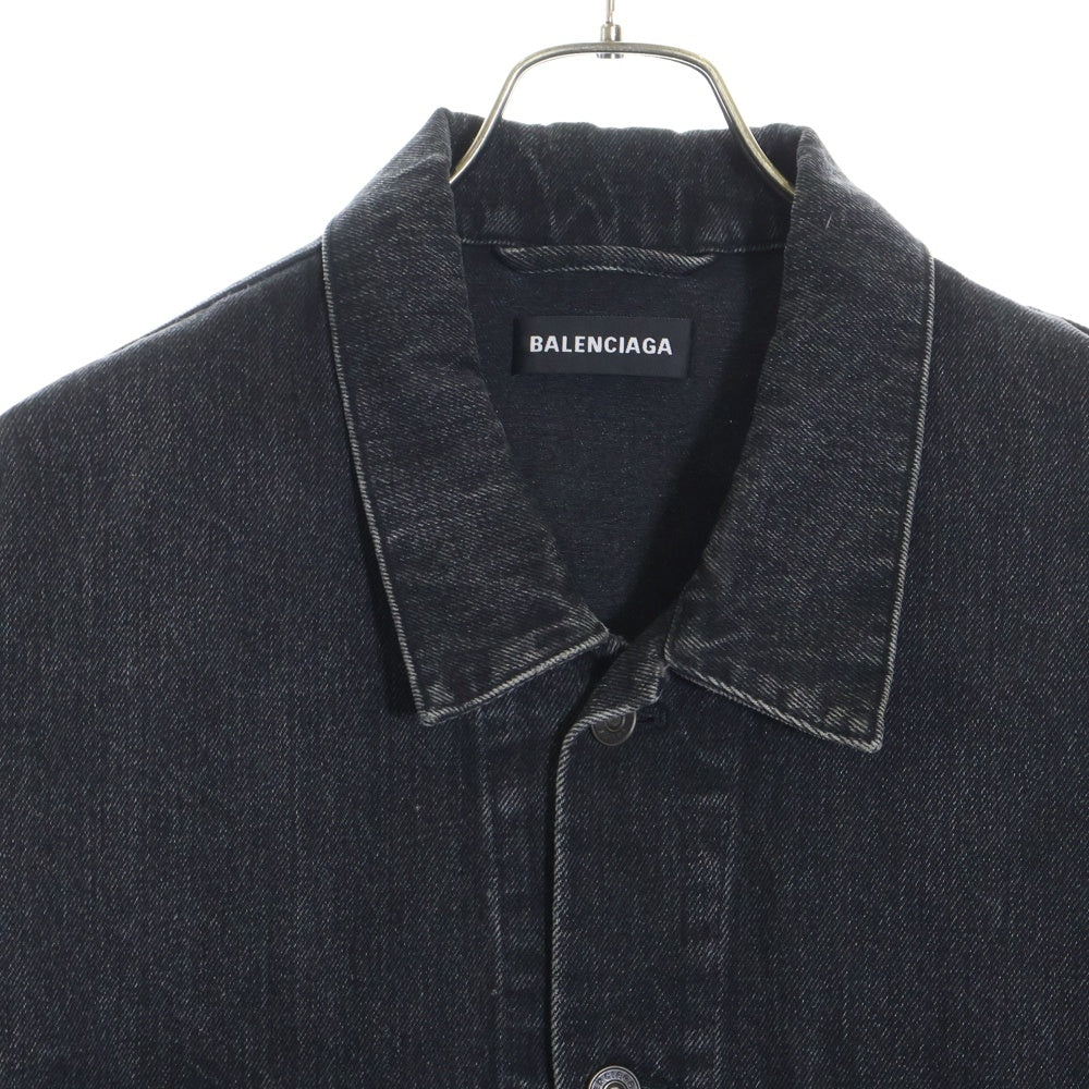 BALENCIAGA(バレンシアガ) 18AW Race Flag レースフラッグ刺繍 デニムジャケット インディゴブラック 544596 TXE03