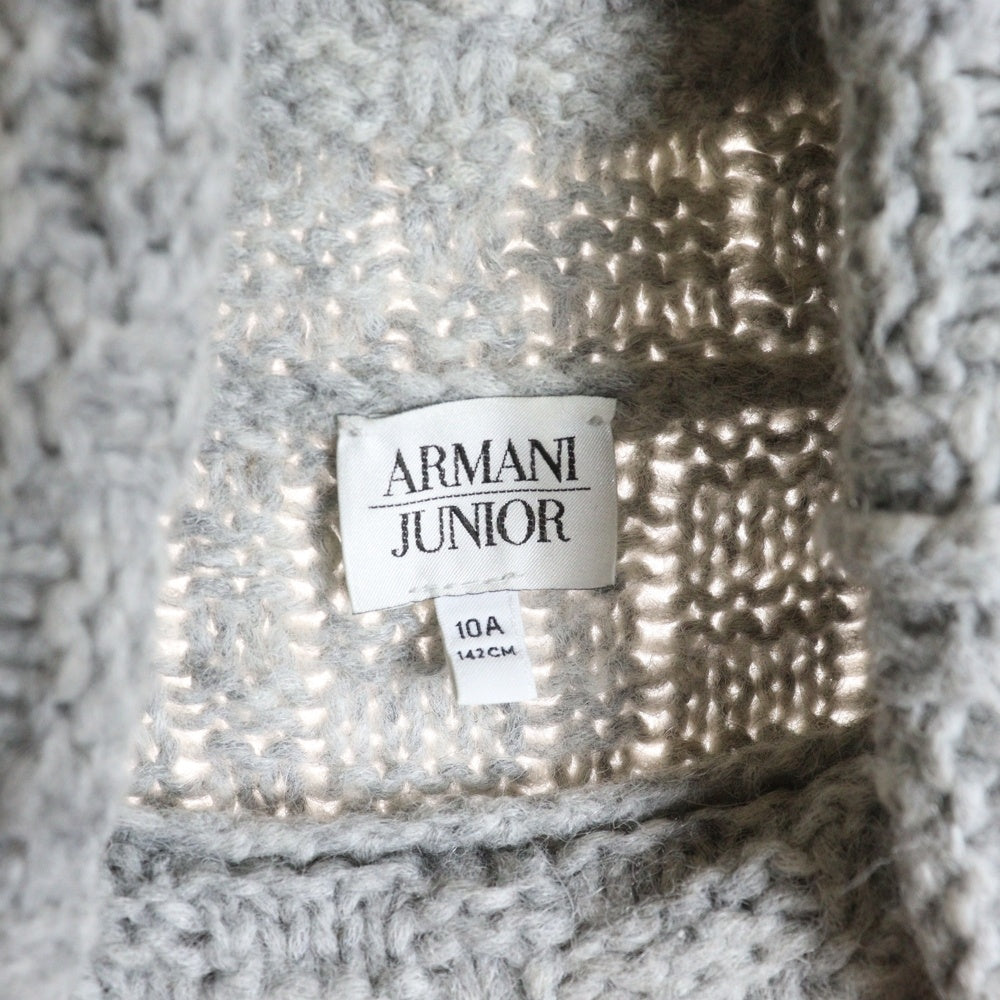 GIORGIO ARMANI(ジョルジオアルマーニ) ロゴ刺繍 ハイネック ノースリーブ アクリルニット グレー レディース