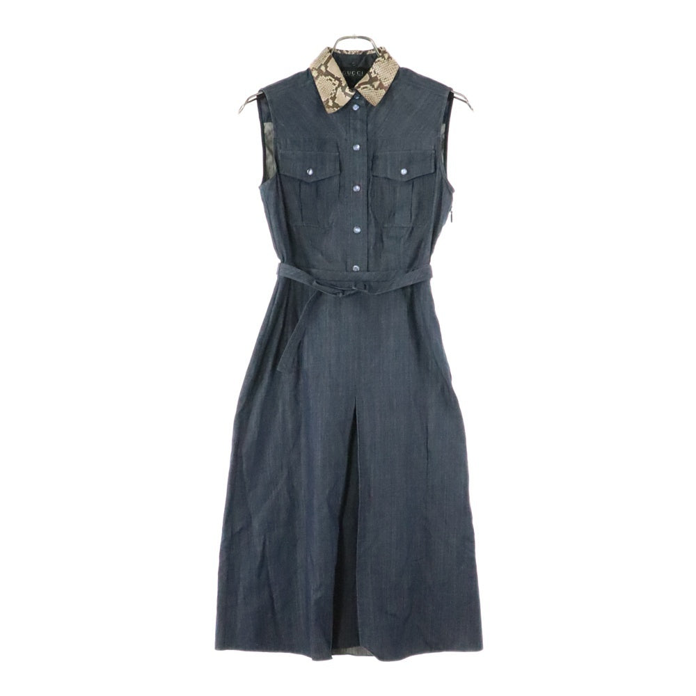 GUCCI(グッチ) ノースリーブ ドレス クロコ インディゴ 377539