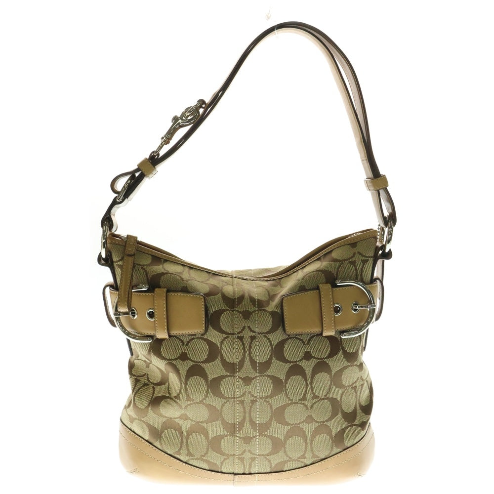 COACH(コーチ) シグネチャー キャンバス キャンバス レザー ショルダーバッグ ブラウン 3574