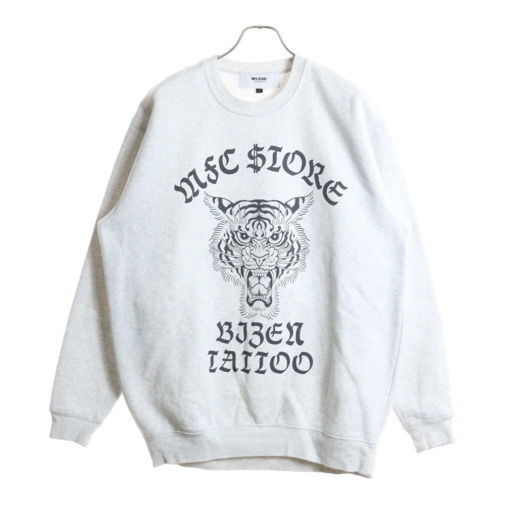 NO BRAND(ノーブランド) MFC STORE 彫師美漸 TIGER CREWNECK タイガー クルーネック スウェット グレー