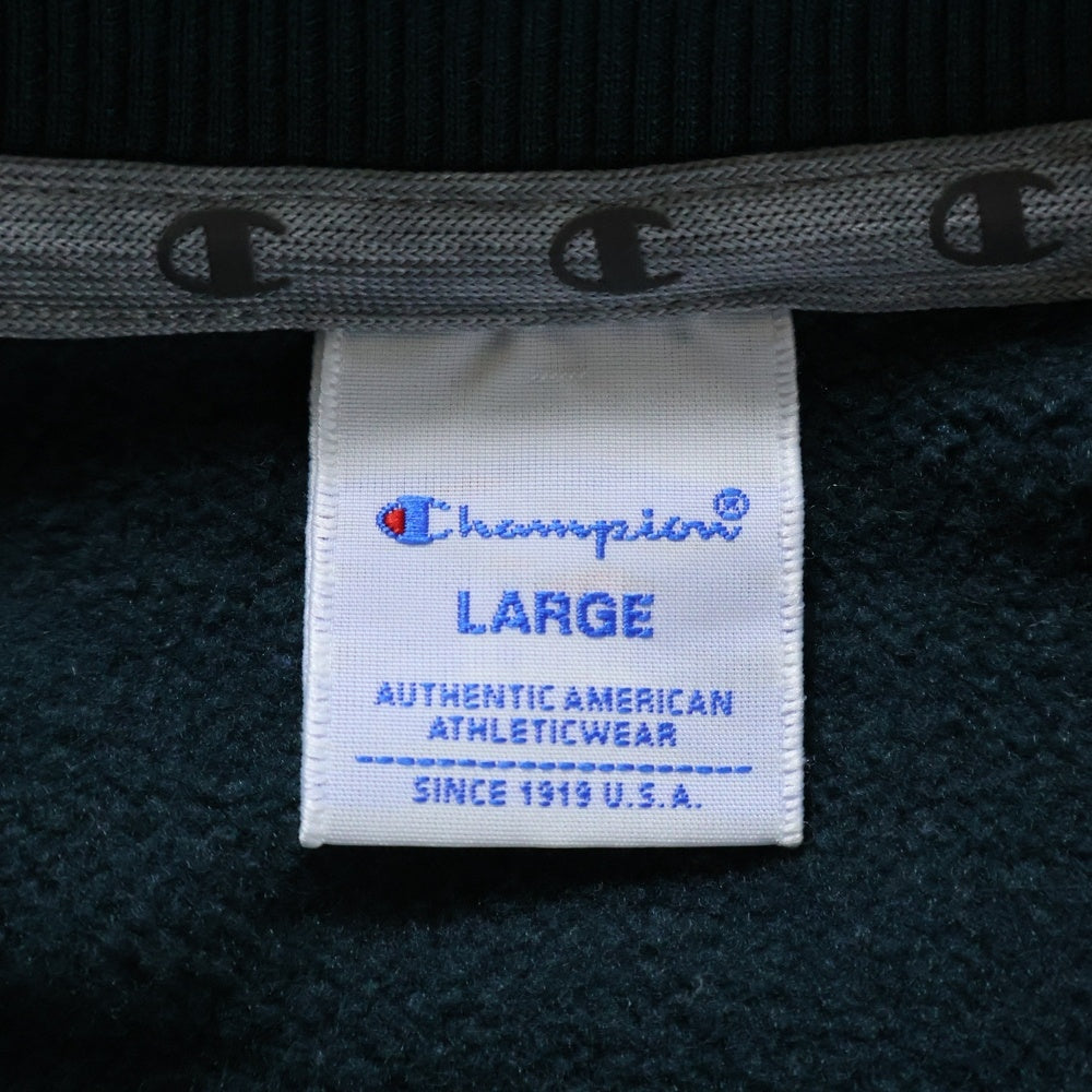 CHAMPION(チャンピオン) カレッジロゴワッペン クルーネック コットン 長袖スウェット トレーナー グリーン C3-YG002