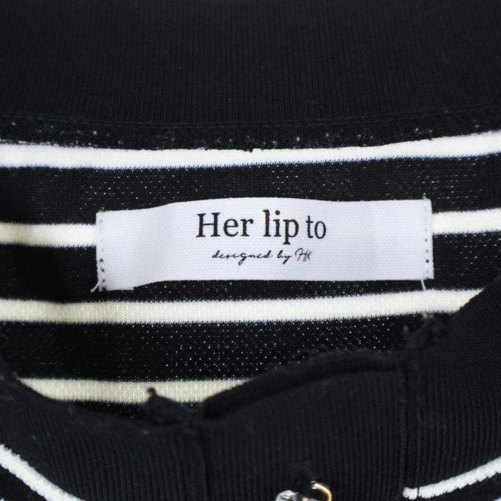 Her lip to(ハーリップトゥ) ボーダー柄 ショート丈 半袖ワンピース ブラック/ホワイト