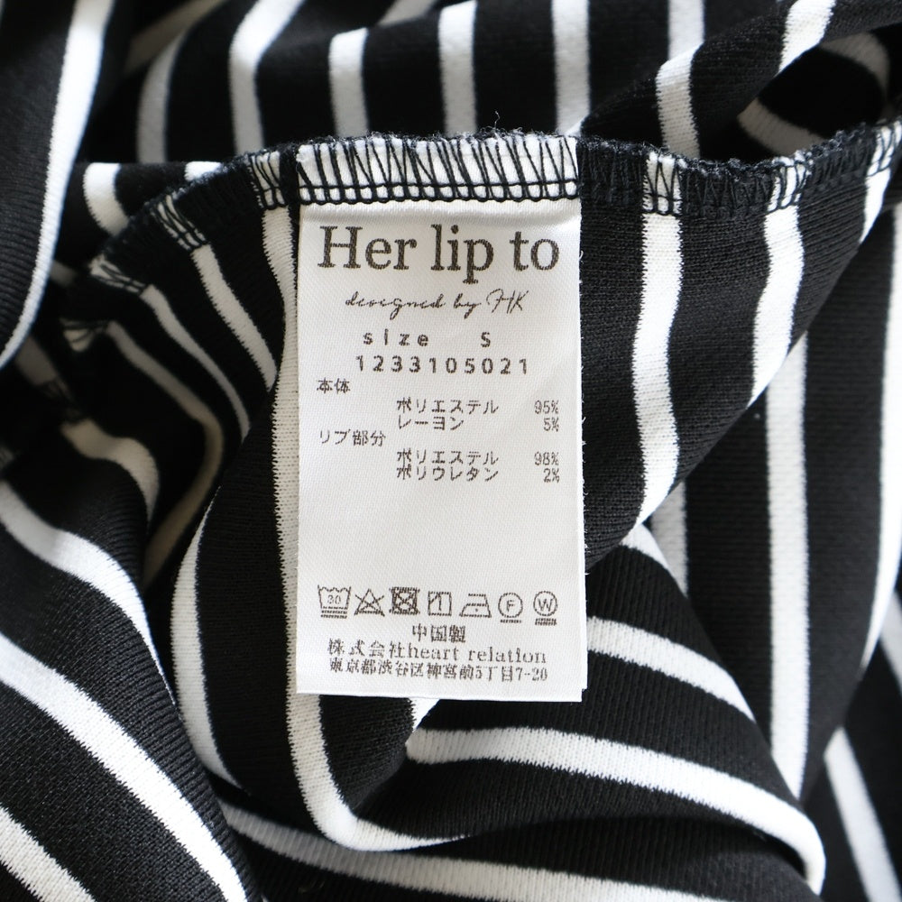 Her lip to(ハーリップトゥ) ボーダー柄 ショート丈 半袖ワンピース ブラック/ホワイト