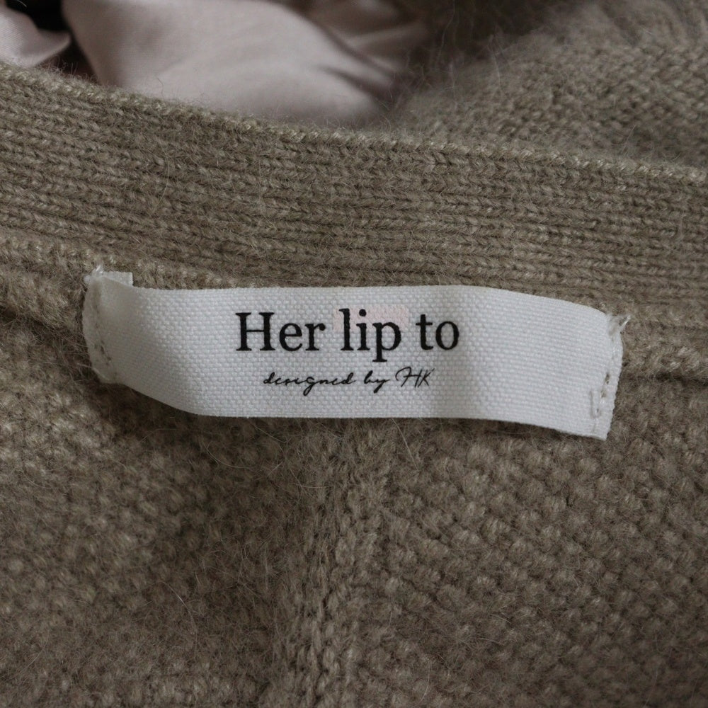 NO BRAND(ノーブランド) Her lip to リボン付き ショート丈ニットカーディガン ベージュ レディース
