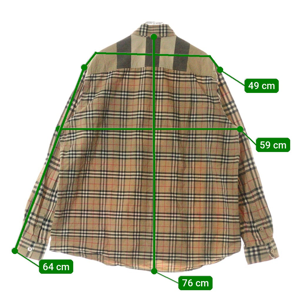 BURBERRY(バーバリー) 20AW パッチワーク クレイジーパターン ノバチェック 長袖シャツ ベージュ 8032268