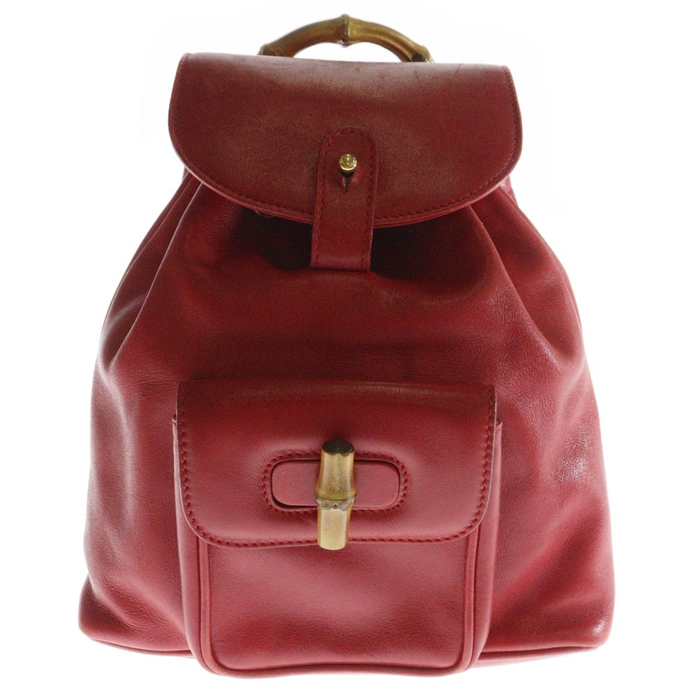 GUCCI(グッチ) バンブーハンドル レザー ミニバッグパック リュックサック レッド 003.1705.0030