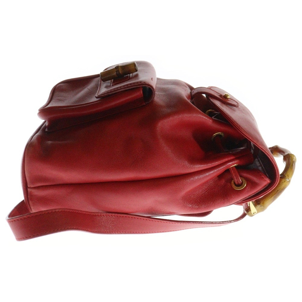 GUCCI(グッチ) バンブーハンドル レザー ミニバッグパック リュックサック レッド 003.1705.0030