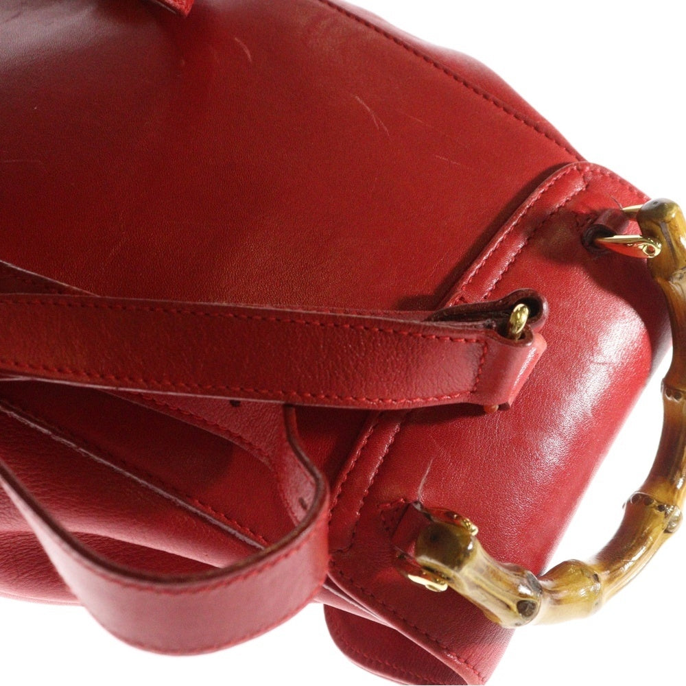 GUCCI(グッチ) バンブーハンドル レザー ミニバッグパック リュックサック レッド 003.1705.0030