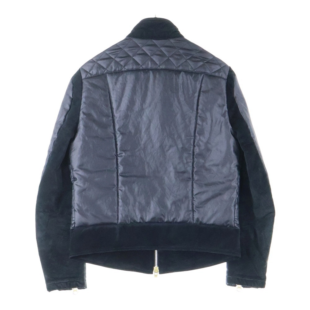 Vivienne Westwood MAN(ヴィヴィアンウエストウッドマン) Union Jack Jacket ユニオンジャック スウェード切替 中綿 ジップアップ ジャケット ブラック 4345-1503