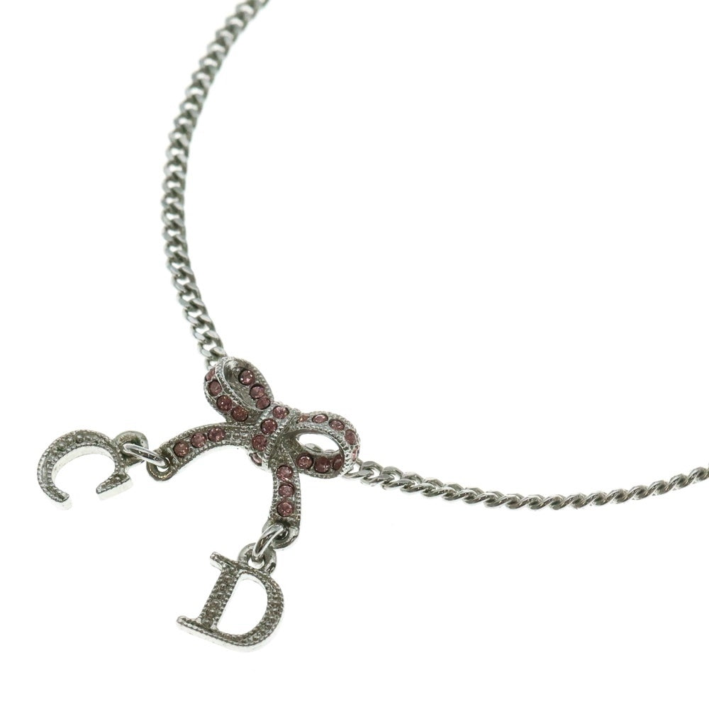 Christian Dior(クリスチャンディオール) リボン カラーストーン ネックレス ペンダント シルバー